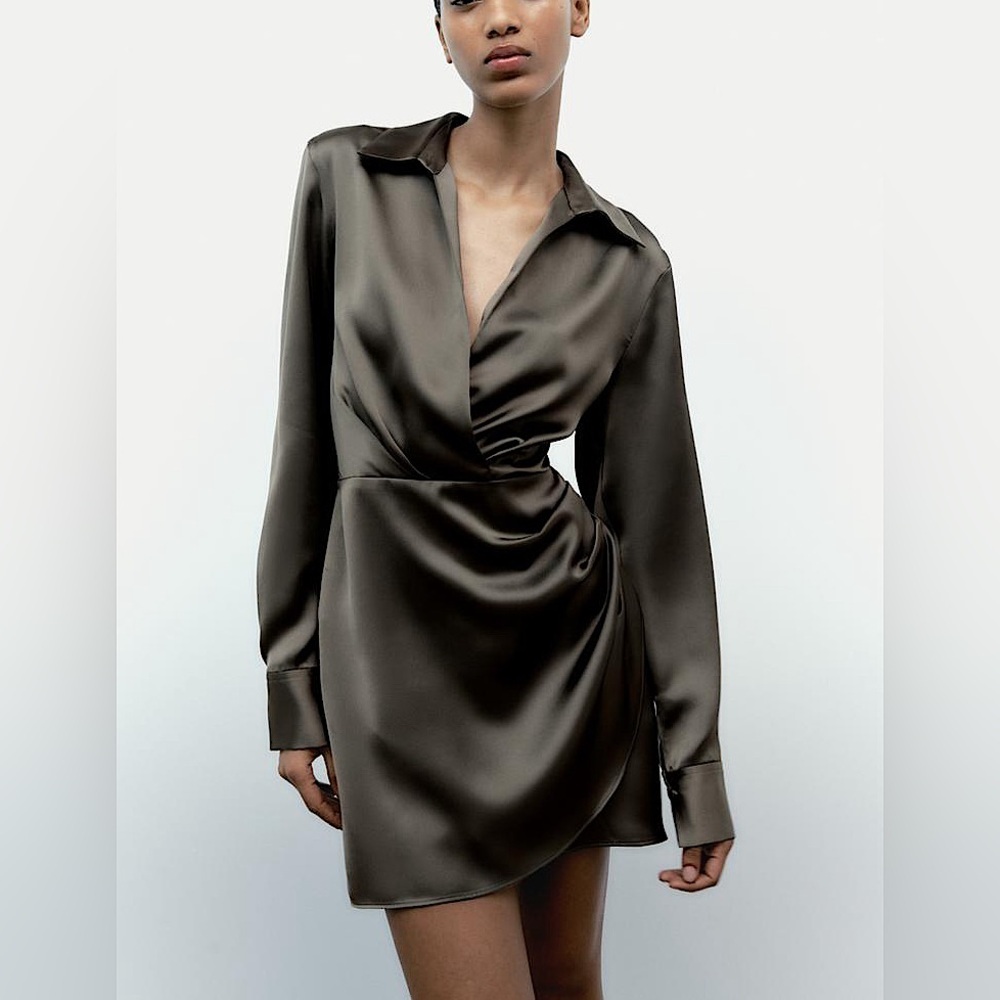Zara satin ruched dress